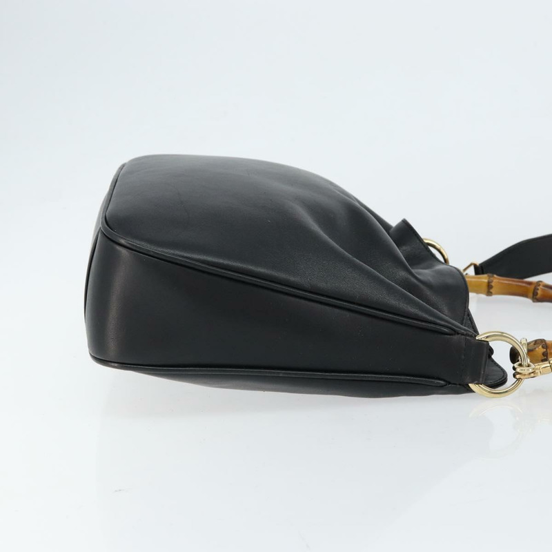 【日本直送】GUCCI 竹節肩背包 皮革 黑色 金色 001 3166 正品 150409-2