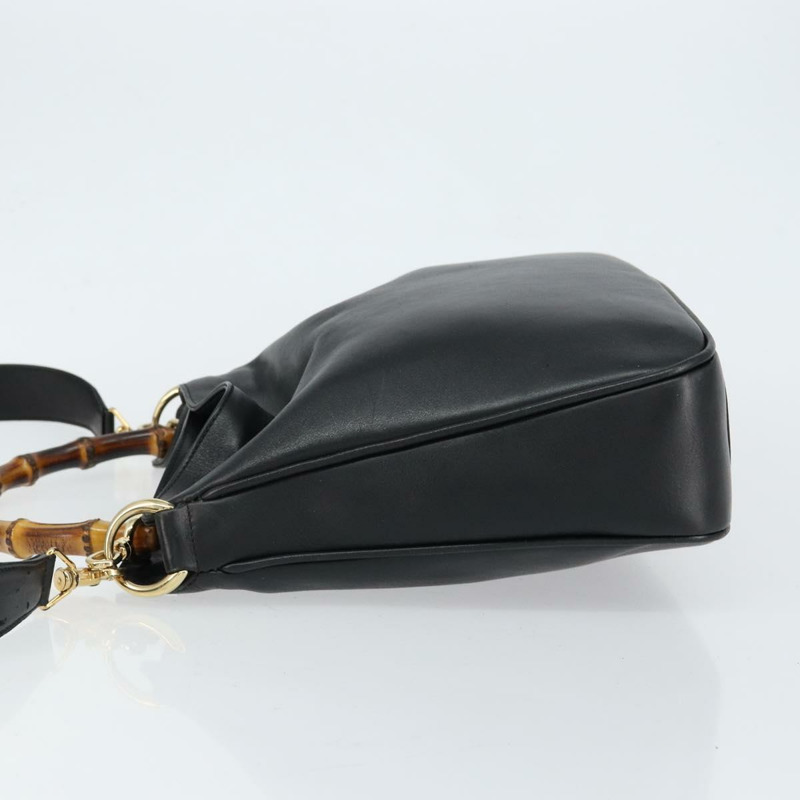 【日本直送】GUCCI 竹節肩背包 皮革 黑色 金色 001 3166 正品 150409-3