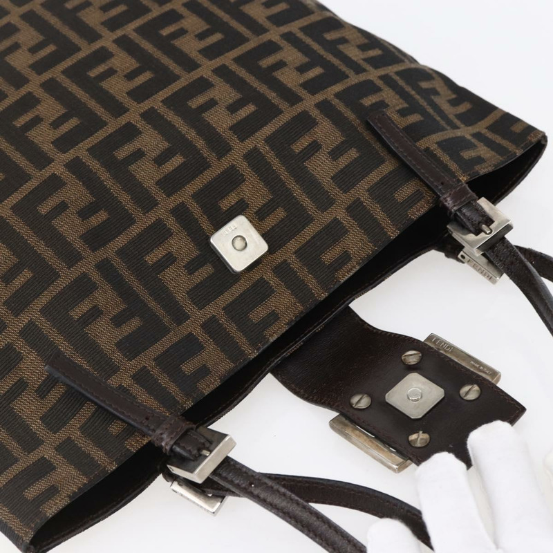 【日本直送】FENDI Zucca 帆布 Mamma Baguette 手袋黑棕色正品 150762-5