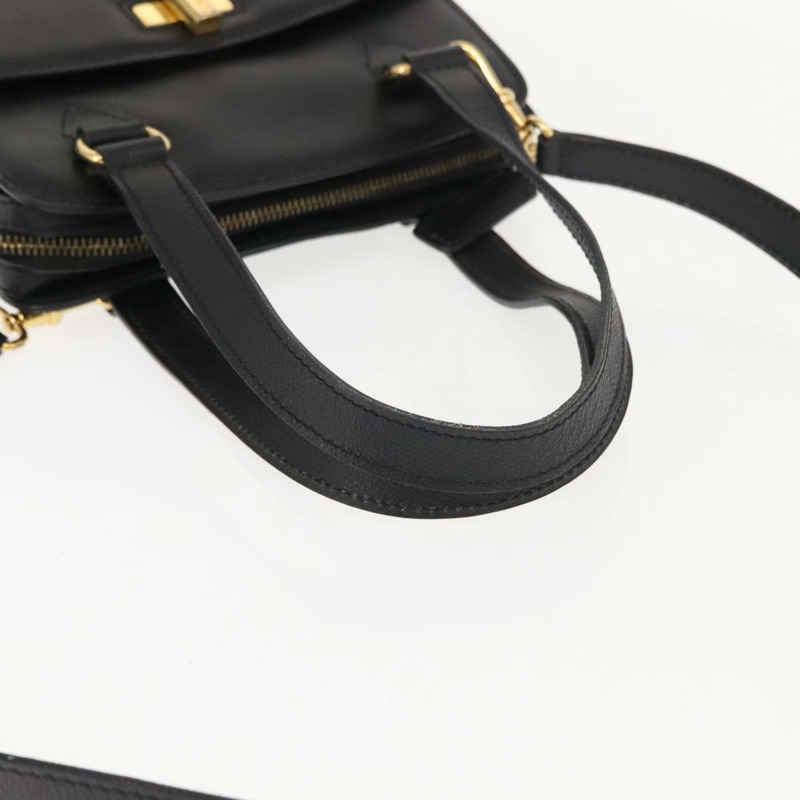 【日本直送】CELINE 手提包 皮革 2way 黑色 金色 Auth 151063-6