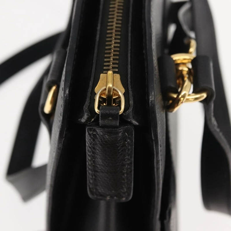 【日本直送】CELINE 手提包 皮革 2way 黑色 金色 Auth 151063-9