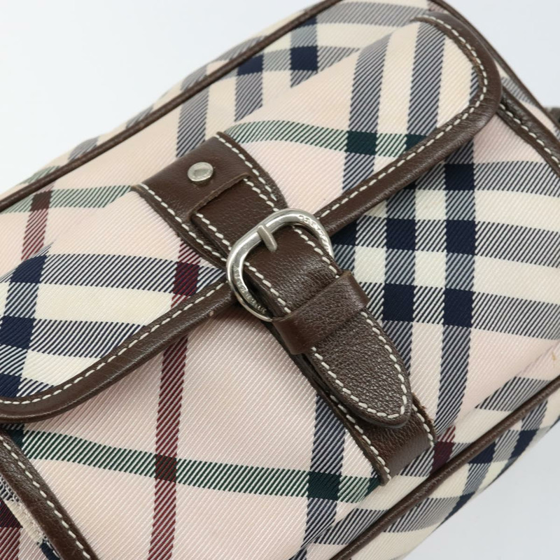 【日本直送】BURBERRY Nova 格紋藍標單肩包 尼龍 米色 銀色 正品 151897-17