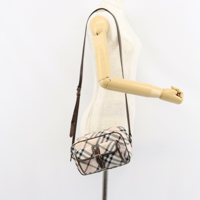 【日本直送】BURBERRY Nova 格紋藍標單肩包 尼龍 米色 銀色 正品 151897-23