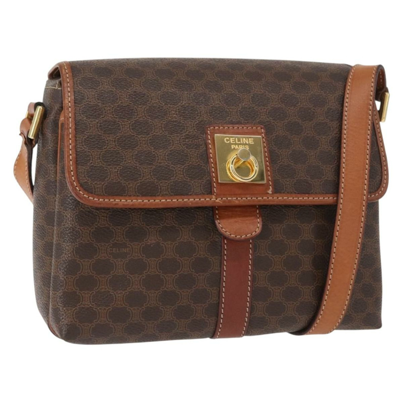 【日本直送】CELINE Macadam帆布肩背包 PVC皮革 棕色 金色 正品 149636-0