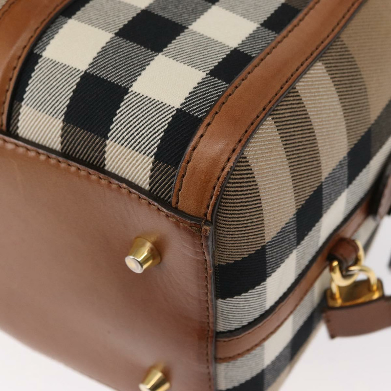 【日本直送】BURBERRY Nova Check Boston Bag 帆布 2way Gold Beige Auth 149500-9