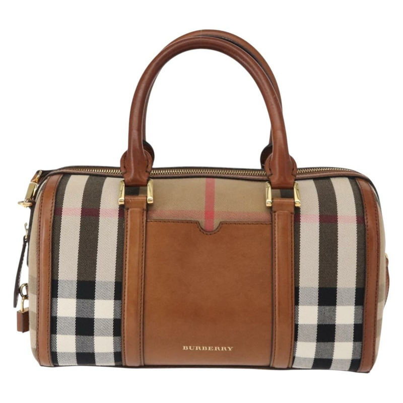 【日本直送】BURBERRY Nova Check Boston Bag 帆布 2way Gold Beige Auth 149500-12