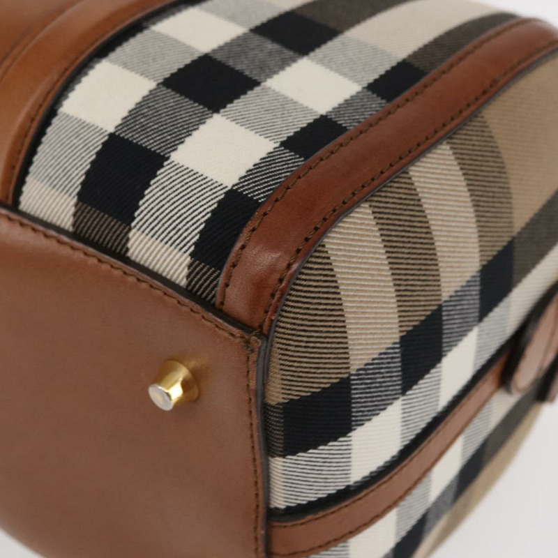 【日本直送】BURBERRY Nova Check Boston Bag 帆布 2way Gold Beige Auth 149500-15