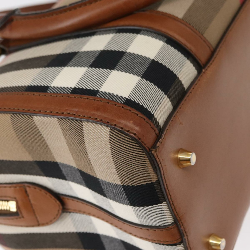 【日本直送】BURBERRY Nova Check Boston Bag 帆布 2way Gold Beige Auth 149500-16
