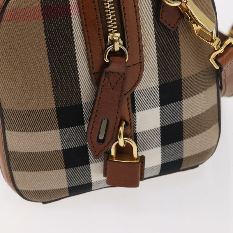【日本直送】BURBERRY Nova Check Boston Bag 帆布 2way Gold Beige Auth 149500-17