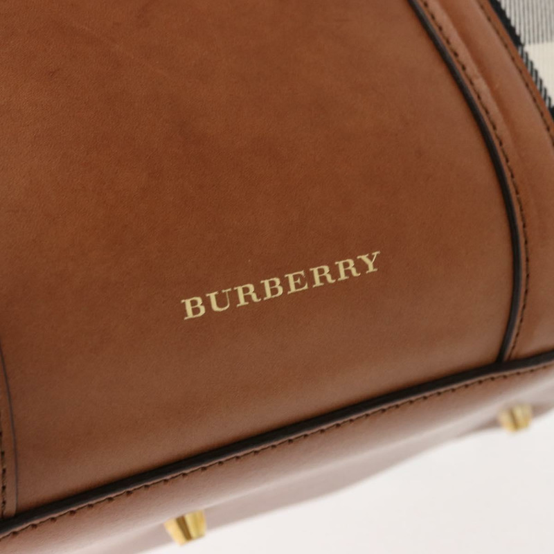 【日本直送】BURBERRY Nova Check Boston Bag 帆布 2way Gold Beige Auth 149500-18