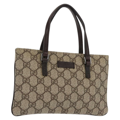 GUCCI GG Supreme 手提包 PVC 米色 銀色 114599 正品 149706