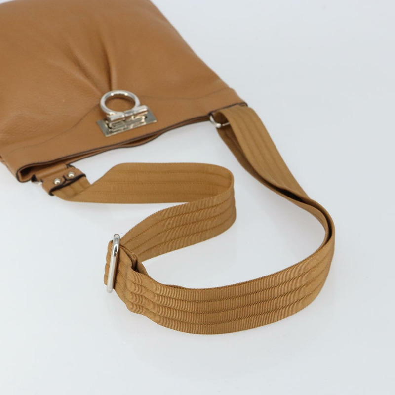 【日本直送】Salvatore Ferragamo Gancini 單肩包 皮革 棕色 銀色 正品 152196-6