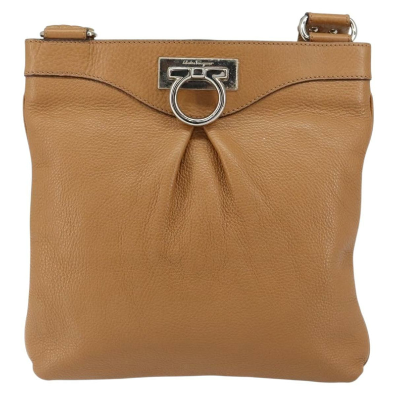 【日本直送】Salvatore Ferragamo Gancini 單肩包 皮革 棕色 銀色 正品 152196-12