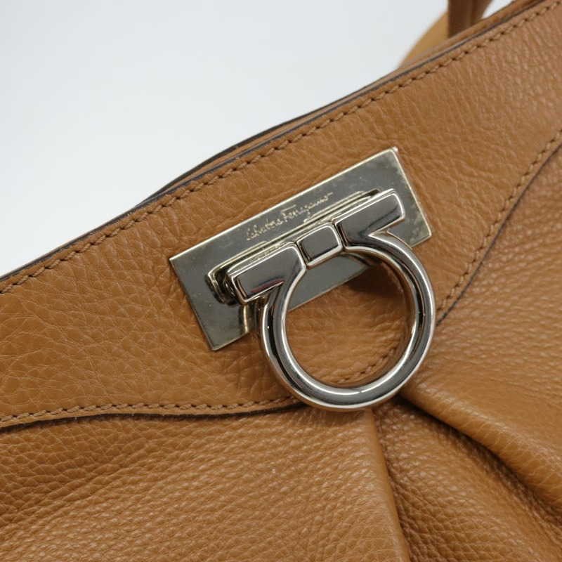 【日本直送】Salvatore Ferragamo Gancini 單肩包 皮革 棕色 銀色 正品 152196-16