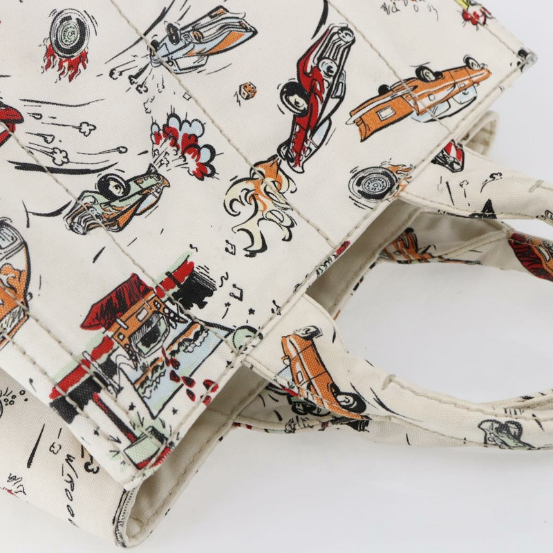 【日本直送】PRADA Canapa MM 手袋 帆布 白色 金色 正品 151893-5