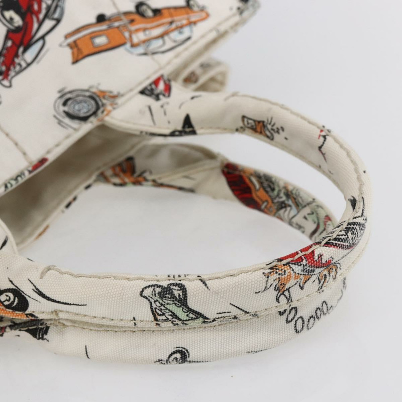 【日本直送】PRADA Canapa MM 手袋 帆布 白色 金色 正品 151893-6