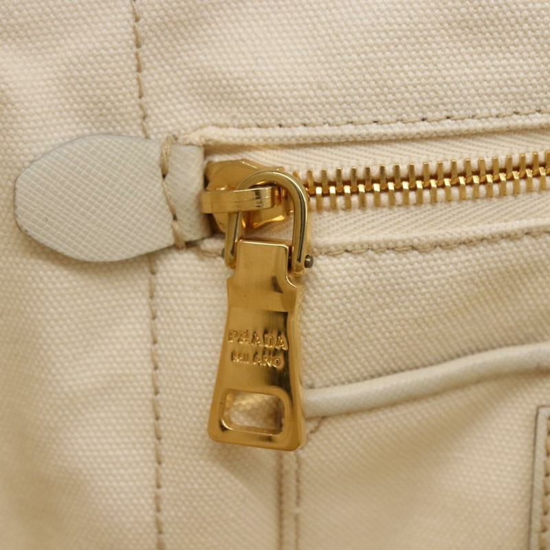 【日本直送】PRADA Canapa MM 手袋 帆布 白色 金色 正品 151893-16