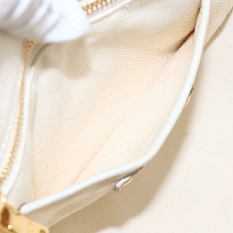 【日本直送】PRADA Canapa MM 手袋 帆布 白色 金色 正品 151893-19