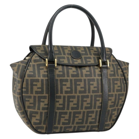 FENDI Zucca帆布手提包 PVC黑色棕色 正品 152385