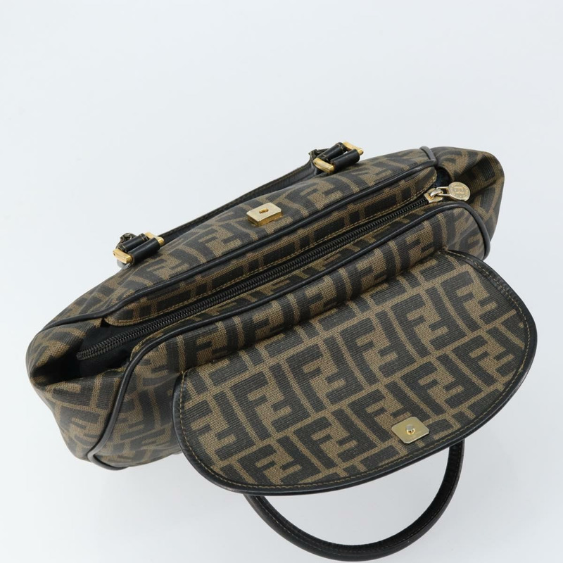 【日本直送】FENDI Zucca帆布手提包 PVC黑色棕色 正品 152385-8