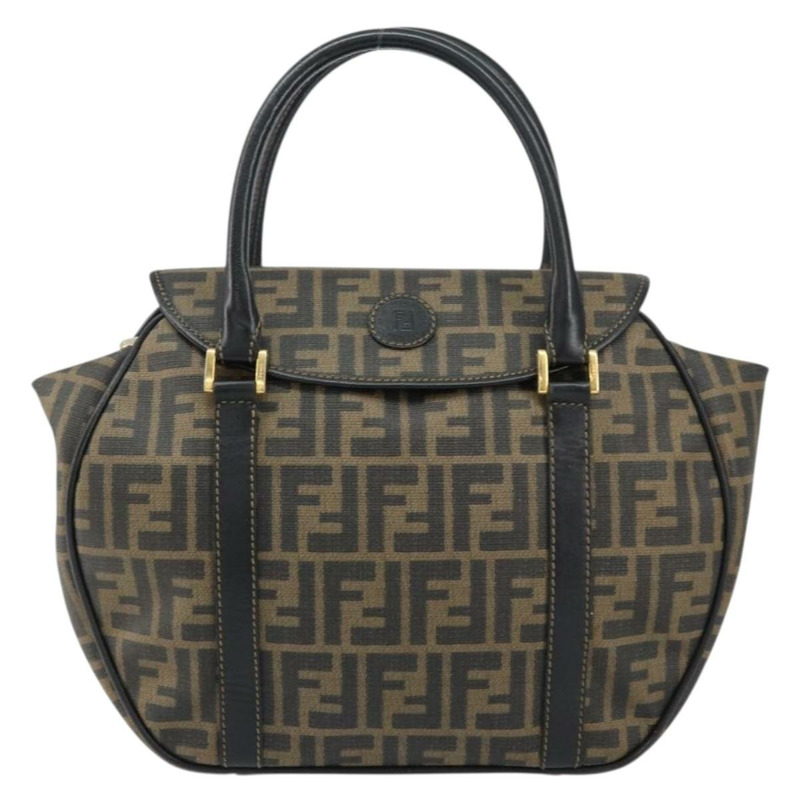 【日本直送】FENDI Zucca帆布手提包 PVC黑色棕色 正品 152385-12