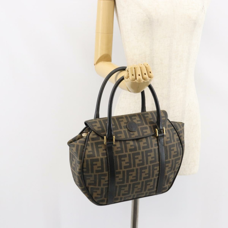 【日本直送】FENDI Zucca帆布手提包 PVC黑色棕色 正品 152385-25