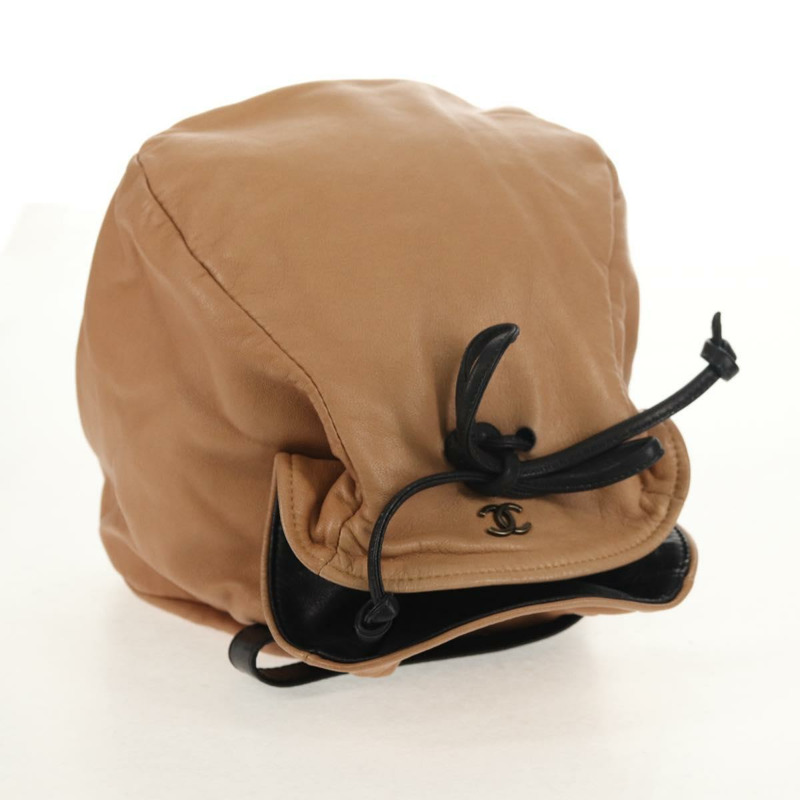 【日本直送】香奈兒米色羊皮手提包 CC 標誌 Auth 152370A-6