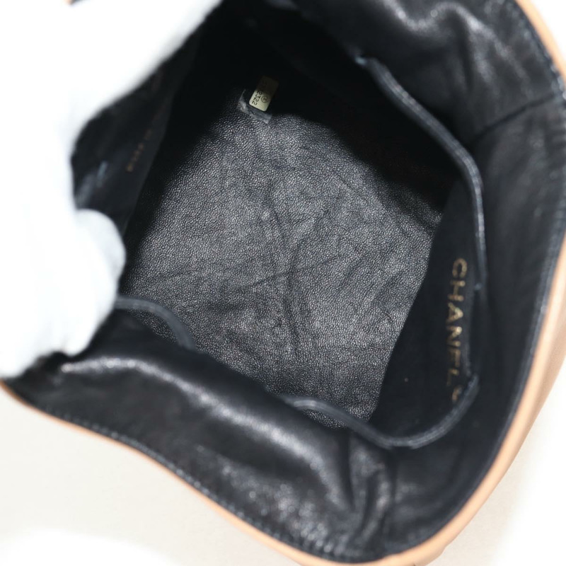 【日本直送】香奈兒米色羊皮手提包 CC 標誌 Auth 152370A-9