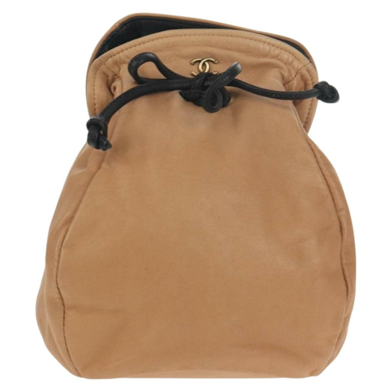 【日本直送】香奈兒米色羊皮手提包 CC 標誌 Auth 152370A-12