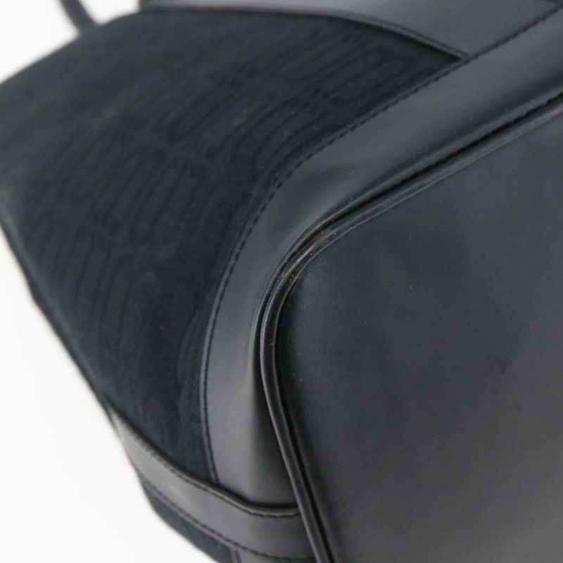 【日本直送】BALENCIAGA 帆布皮革黑色銀色手提包 Auth 152929-15