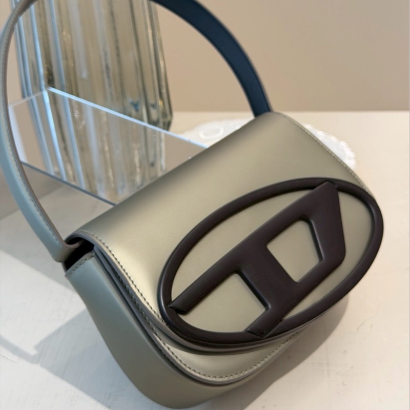 Diesel 1DR 香檳金霧灰綠色肩背包 宋雨琦同款-0