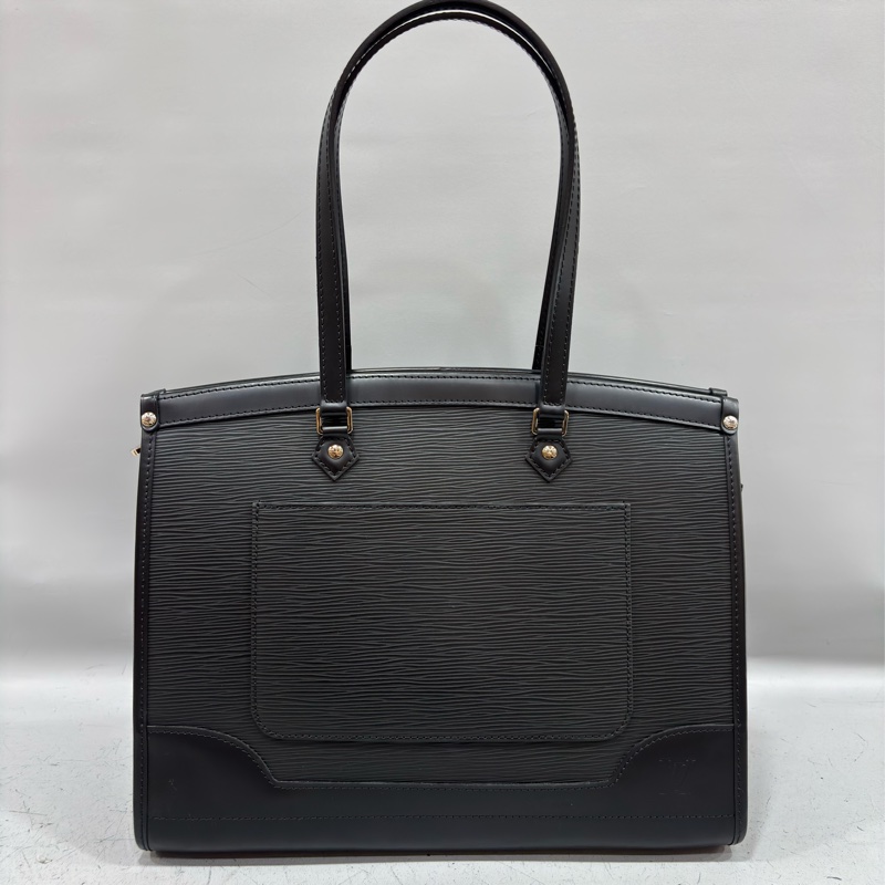 LV M59342 黑色 全皮 水波紋 EPI 肩背包 購物包 拉鍊包 公事包-0