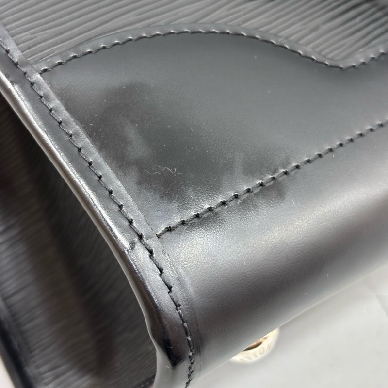 LV M59342 黑色 全皮 水波紋 EPI 肩背包 購物包 拉鍊包 公事包-15