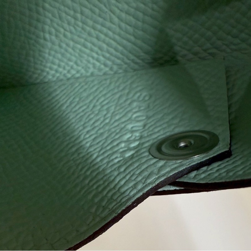 HERMES 金棕拼氣泡綠Calvi卡包-8