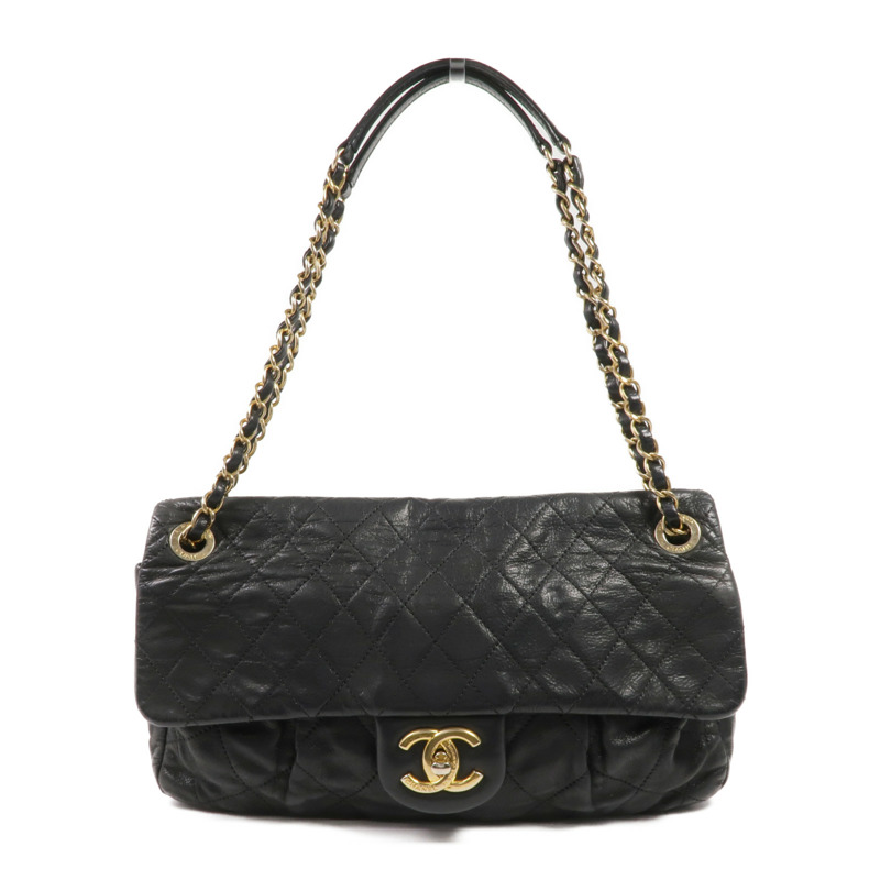 CHANEL 牛皮皮革Chain Shoulder Bag金扣鏈帶肩背袋-0