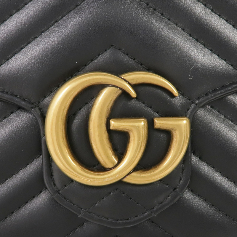 GUCCI 牛皮皮革GG Marmont Chain Wallet金扣鏈帶肩背袋-9
