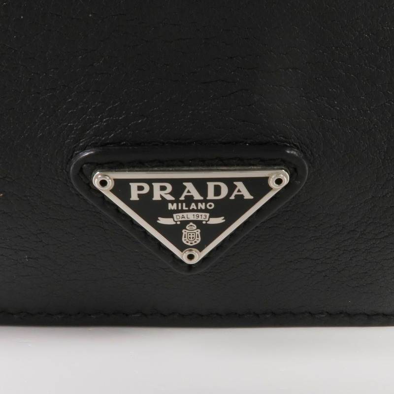 PRADA 牛皮皮革Clutch Bag銀扣手拿包-9