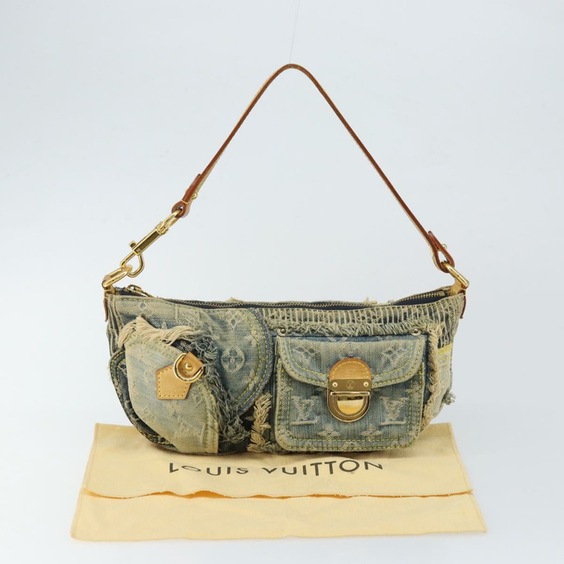 【日本直送】路易威登 Monogram Denim Pouch 肩背包 藍色 M95382 LV Auth ep11281-11