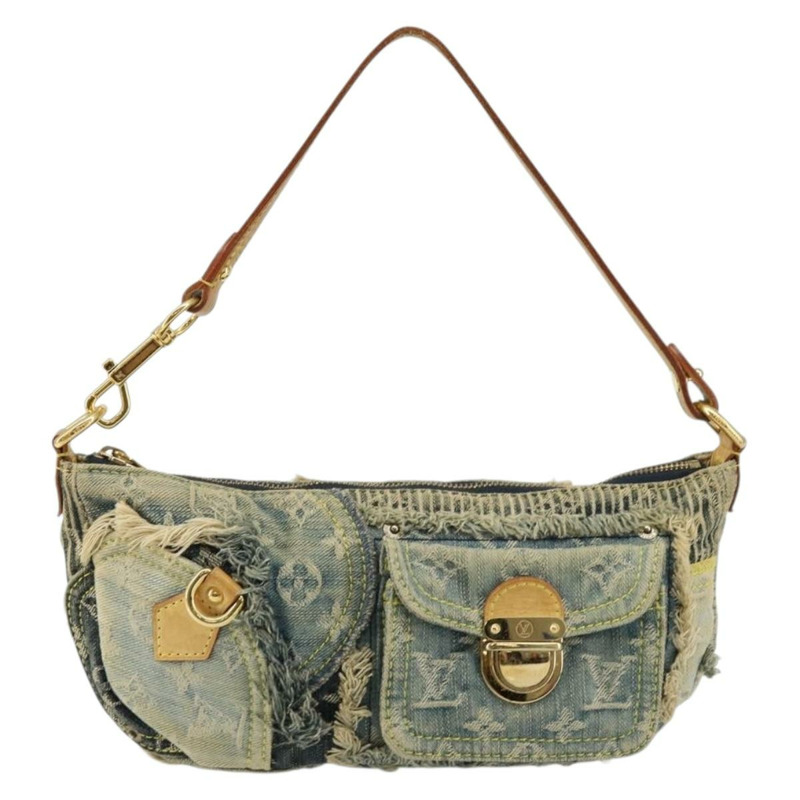 【日本直送】路易威登 Monogram Denim Pouch 肩背包 藍色 M95382 LV Auth ep11281-12