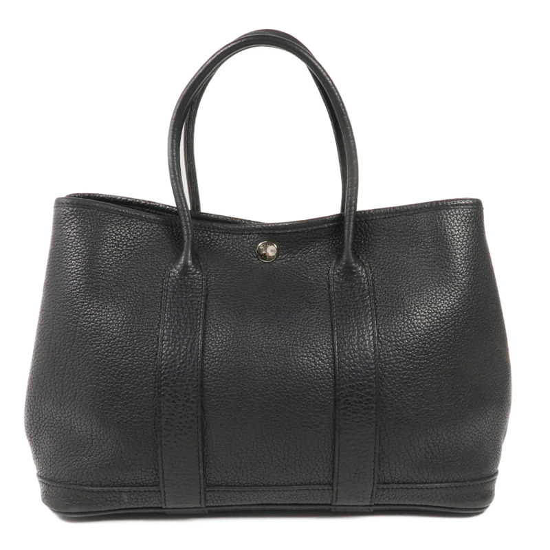 HERMES Togo皮革Garden Party TPM銀扣手挽袋-0