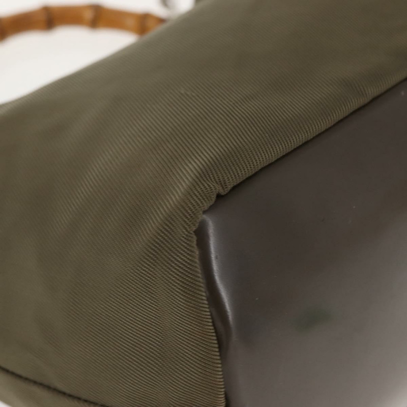 【日本直送】GUCCI 竹節手提包 尼龍 卡其色 銀色 000 2214 0531 正品 ep11599-8