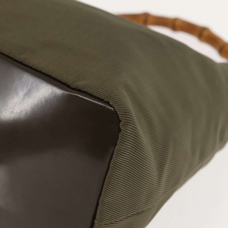 【日本直送】GUCCI 竹節手提包 尼龍 卡其色 銀色 000 2214 0531 正品 ep11599-13