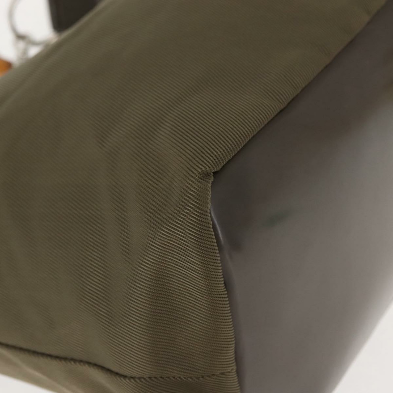 【日本直送】GUCCI 竹節手提包 尼龍 卡其色 銀色 000 2214 0531 正品 ep11599-14