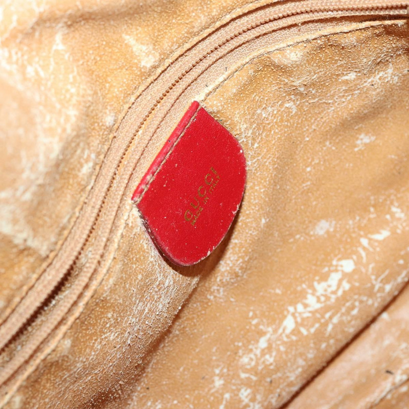 【日本直送】GUCCI 竹節手提包 皮革 兩用 紅色 金色 正品 ep11568-17