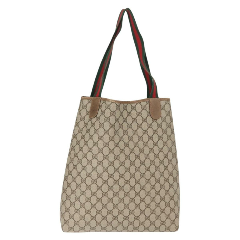【日本直送】GUCCI GG Supreme Web Sherry Line 手提包 PVC 米色 金色 378 02 003 正品 ep11646-1