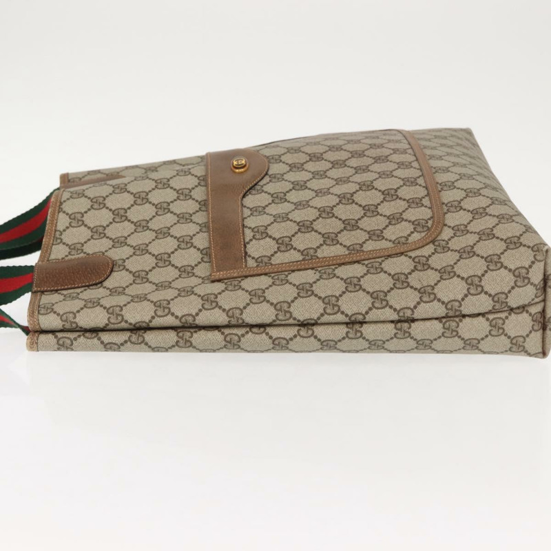 【日本直送】GUCCI GG Supreme Web Sherry Line 手提包 PVC 米色 金色 378 02 003 正品 ep11646-3