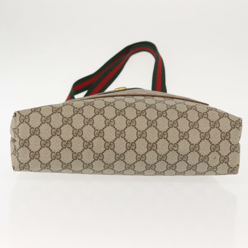【日本直送】GUCCI GG Supreme Web Sherry Line 手提包 PVC 米色 金色 378 02 003 正品 ep11646-4