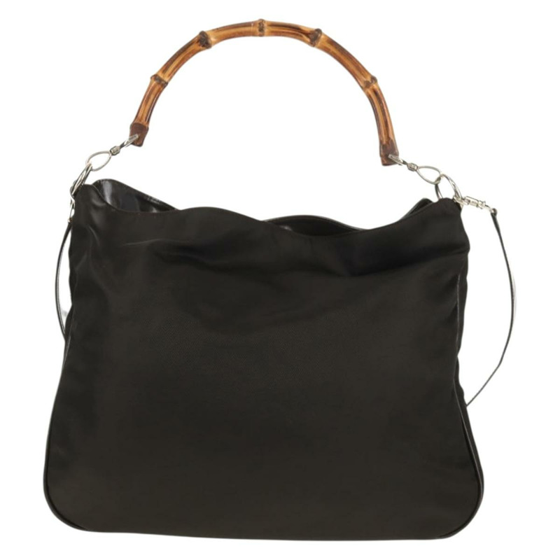 【日本直送】GUCCI 竹節手提包 尼龍 兩用 棕色 銀色 001 1577 正品 ep11538-1