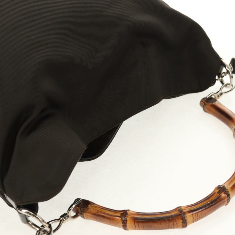 【日本直送】GUCCI 竹節手提包 尼龍 兩用 棕色 銀色 001 1577 正品 ep11538-6