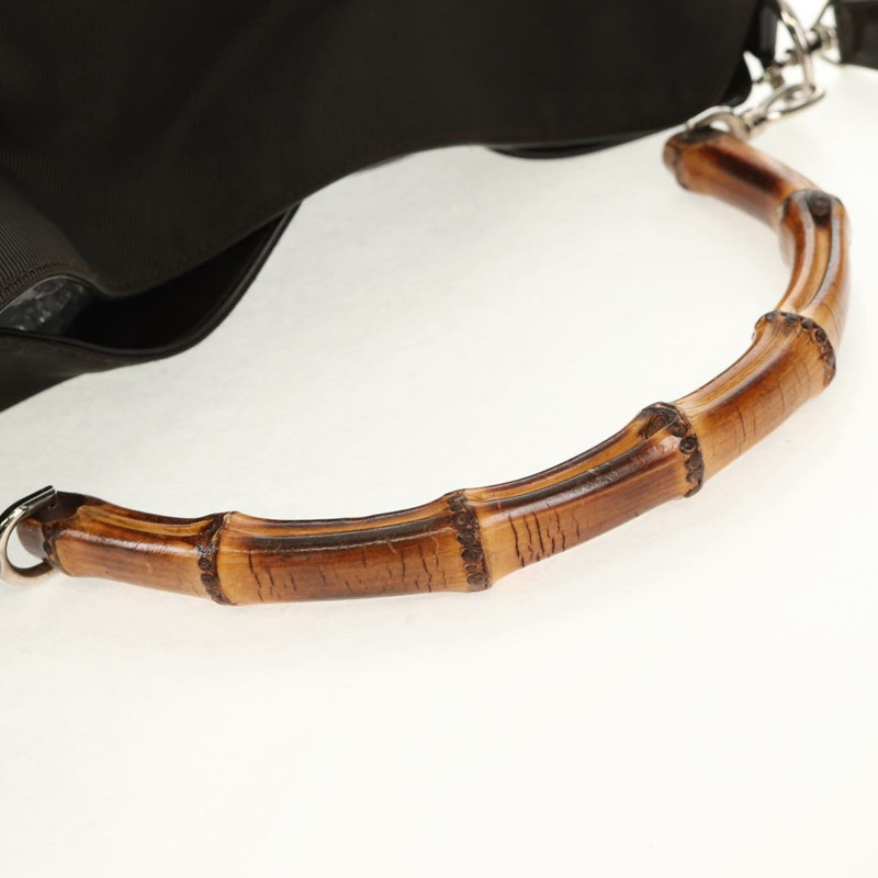 【日本直送】GUCCI 竹節手提包 尼龍 兩用 棕色 銀色 001 1577 正品 ep11538-7